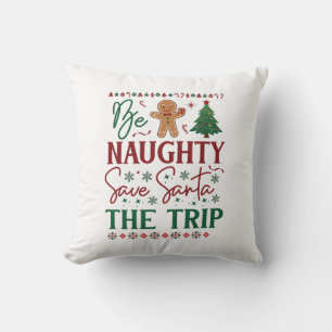 Cojín Decorativo Sé travieso salva el viaje de Santa Pan de jengibr
