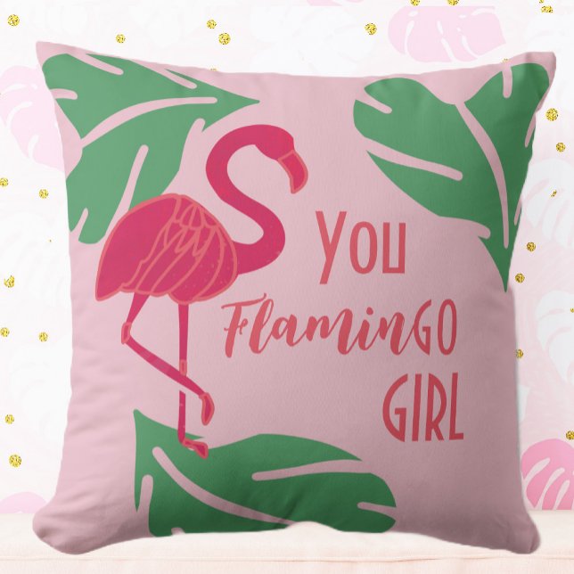 Cojín Decorativo Se Va Chica Flamingo Rosado Tropical (Subido por el creador)