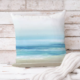 Cojín Decorativo Sea Blue Watercolor Beach Waves Costa