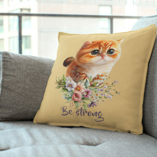 Cojín Decorativo Sea fuerte y Inspirador diseño floral de gatitos