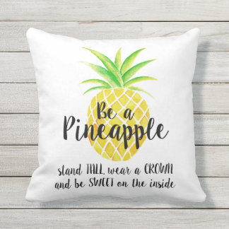 Cojín Decorativo Sea un desgaste de la piña a la acuarela de la