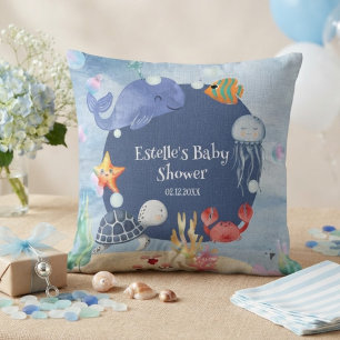 Cojín Decorativo Sea You Soon lindo bebé niño azul animales mar océ