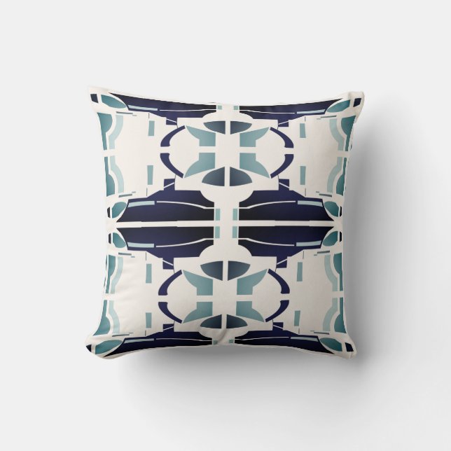 Cojín Decorativo Seafoam Blue-Black Simetrical Mediterranean Look (Anverso)