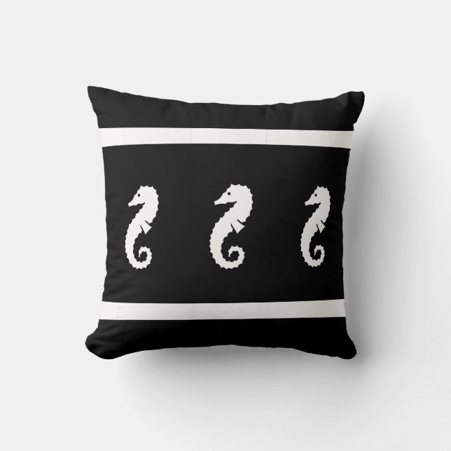 Cojín Decorativo SEAHORSE blanco/negro en la costa de PILLOW (Anverso)
