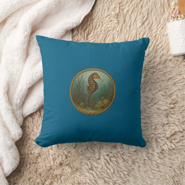 Cojín Decorativo Seahorse Ocean Blue Pillows (Manta)