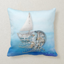 Cojín Decorativo Seahorse y pescados náuticos - mar - todas las
