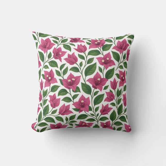 Cojín Decorativo Seamless Bougainvillea Floral Pattern (Anverso)