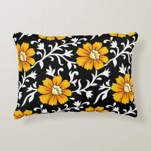 Cojín Decorativo Seamless Floral Pattern with Black Backgroundart,b