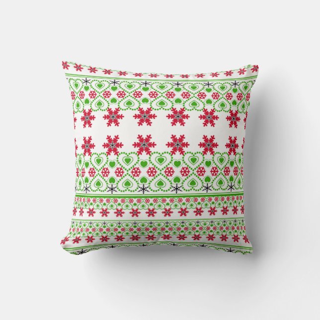 Cojín Decorativo Seamless Merry Christmas ornamental snowflake hear (Anverso)