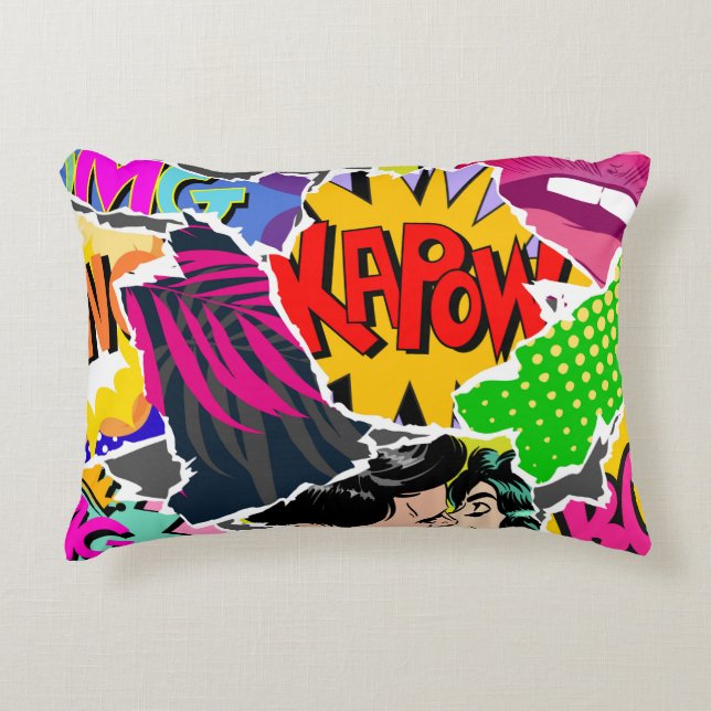 Cojín Decorativo Seamless pattern pop art comics style. Collage of  (Anverso)