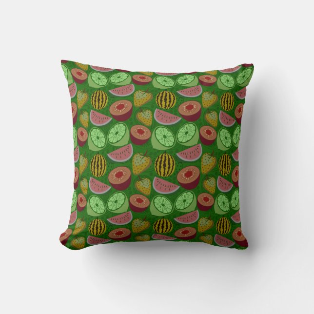 Cojín Decorativo Seamless pattern tropical fruit & green background (Anverso)
