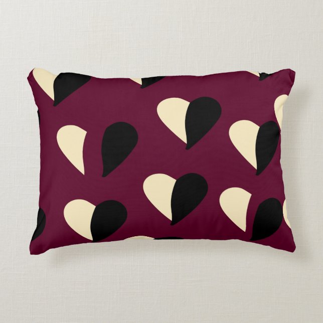 Cojín Decorativo Seamless pattern with black and white heart. St Va (Anverso)