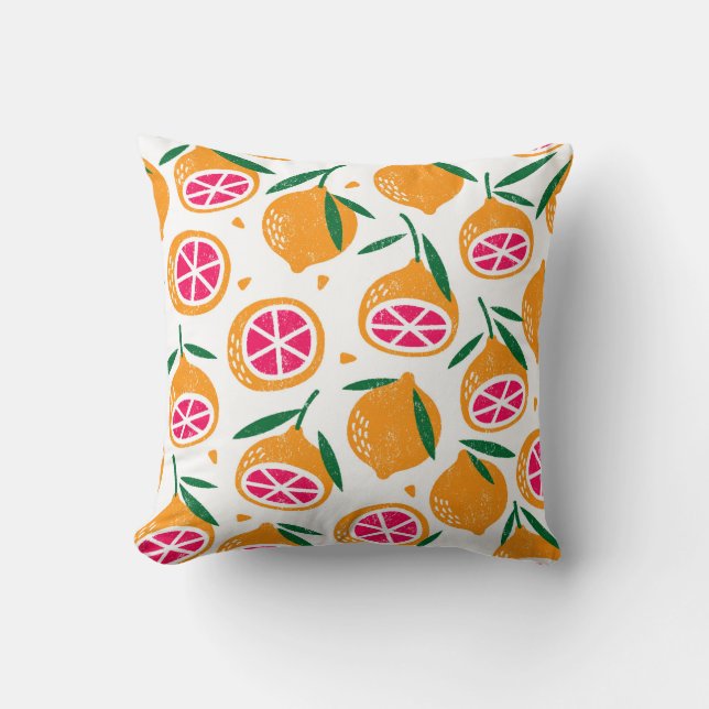 Cojín Decorativo Seamless pattern with fruits. Stamp textured. (Anverso)