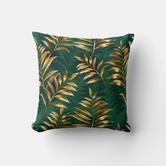 Cojín Decorativo Seamless pattern with golden ferns (Anverso)