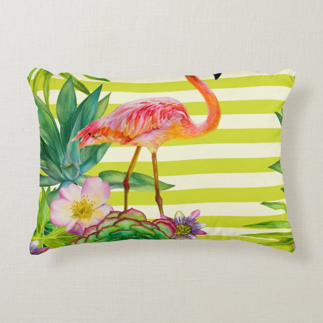 Cojín Decorativo  seamless pattern with pink flamingo and exotic tr (Anverso)