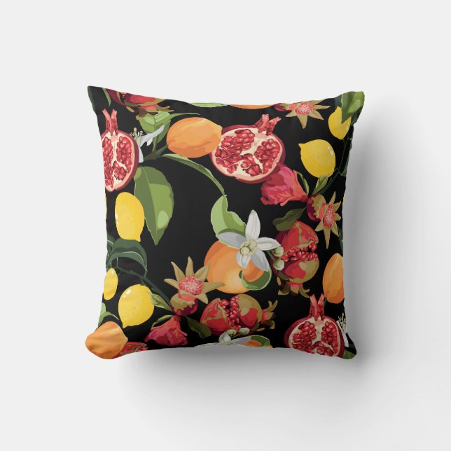 Cojín Decorativo Seamless Tropical Fruits Pattern. Exotic Backgroun (Anverso)