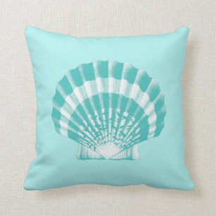 Cojín Decorativo Seashell - aguamarina suave y blanco