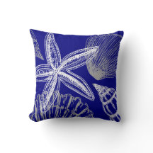 Seashell Beach House Coastal Blue White Starfish