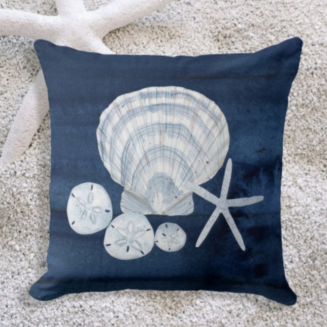 Cojín Decorativo Seashell Beach House Naval Starfish Sand Dollar (Subido por el creador)