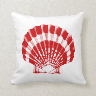 Cojín Decorativo Seashell - de color rojo oscuro y blanco