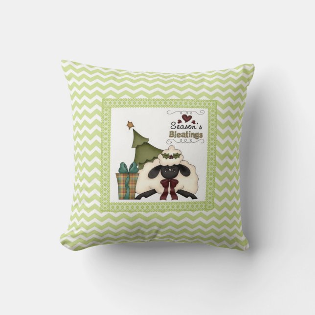 Cojín Decorativo Seasons Bleatings Sheep con árbol y regalo (Anverso)