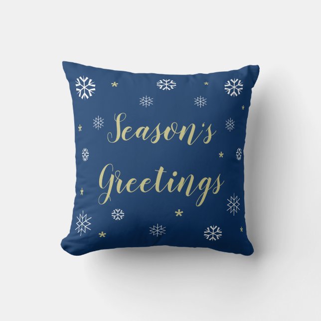 Cojín Decorativo Seasons Greetings Blue Snowflakes (Anverso)