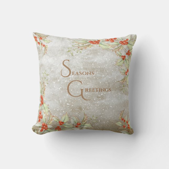 Cojín Decorativo Seasons Greetings Floral Typography Typography Nav (Anverso)