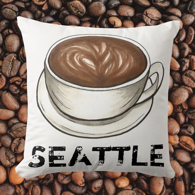 Cojín Decorativo Seattle Washington WA Coffee Cup Latte Cappuccino (Subido por el creador)