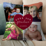 Cojín Decorativo Secuencia de comandos de corazón de Collage de fot<br><div class="desc">Secuencia de comandos de corazón de Collage de fotos personalizada GRANDMA</div>