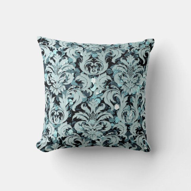 Cojín Decorativo Secuencia de la Marina de Damasco de Plata Acuátic (Anverso)