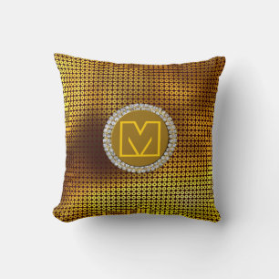 Cojín Decorativo Secuencia de monograma dorado