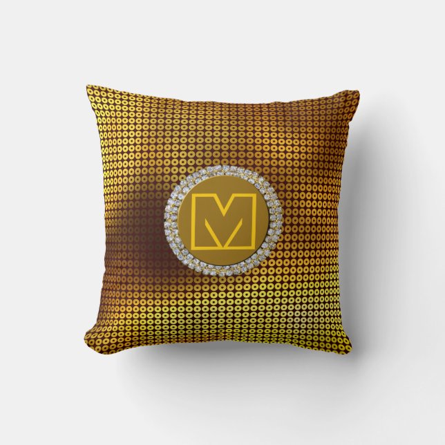 Cojín Decorativo Secuencia de monograma dorado (Anverso)
