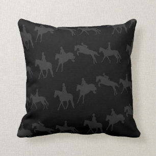 Cojín Decorativo Secuencia de salto oscura del caballo