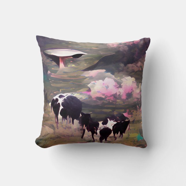 Cojín Decorativo Secuestro de vacas de OVNI (Anverso)