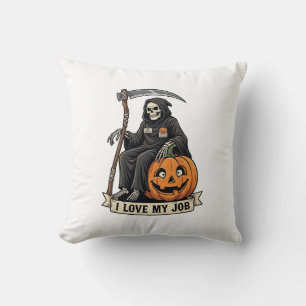 Cojín Decorativo Segador de la Muerte de Trabajo de Amor Calabaza d