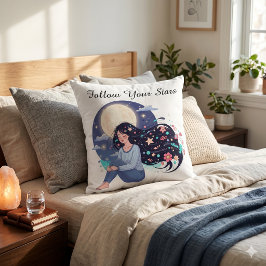 Cojín Decorativo Seguir el retrato celestial soñador de la estrella