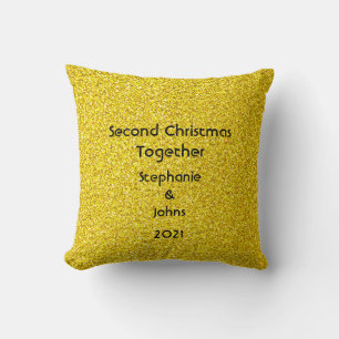 Cojín Decorativo Segundo Navidad Juntos Brillante Amarillo Dorado