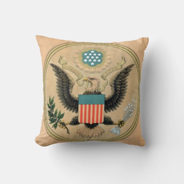 Cojín Decorativo Sello de época de los Estados Unidos de América (Anverso)