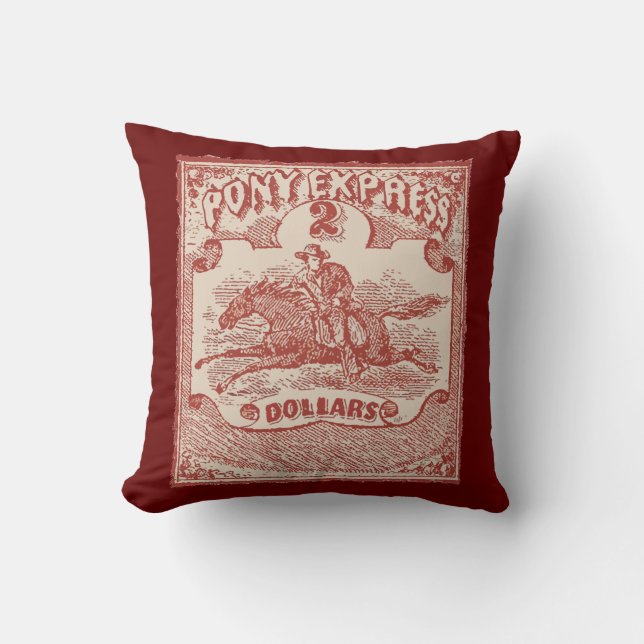Cojín Decorativo Sello de época Pony Express (Anverso)