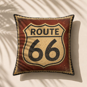 Cojín Decorativo Sello de escudo de la autopista Ruta 66 Vintage Am