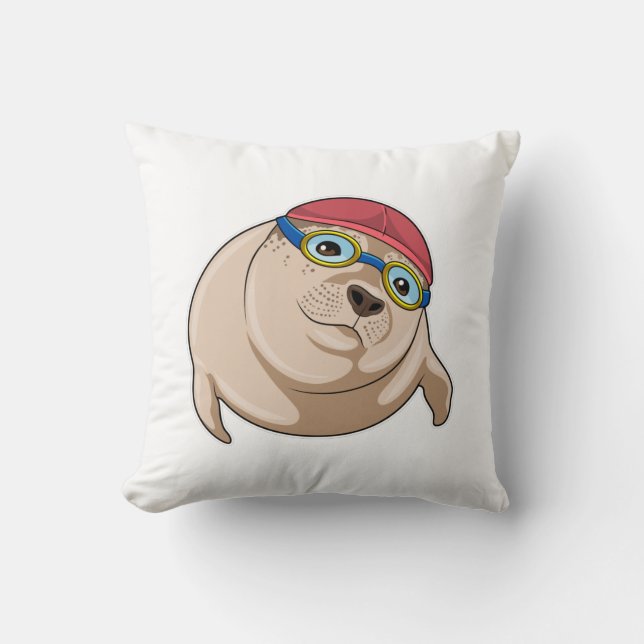 Cojín Decorativo Sello para nadar con gafas de natación (Anverso)