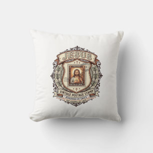 Cojín Decorativo Sello postal vintage Jesús Sello postal vintage Je