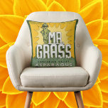 Cojín Decorativo Sello Vintage Fruit Crate Art Mr Grass Asparagus<br><div class="desc">Ilustracion vintage arte de la etiqueta de la cesta de fruta para Mr Grass Asparagus. Etiqueta de caja de fruta retro con lanza espárrago con gafas de sol.</div>