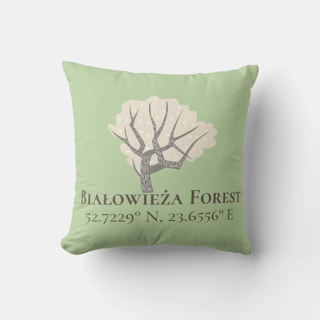Cojín Decorativo Selva Białowieża Latitud y longitud (Anverso)