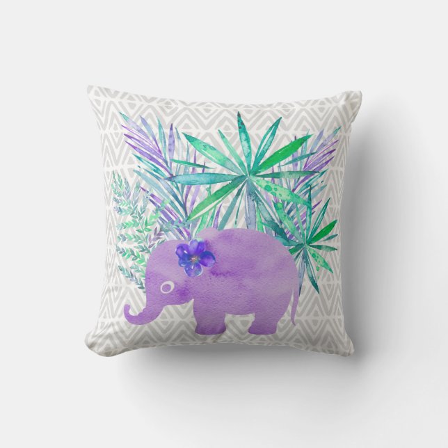 Cojín Decorativo Selva elefante acuática Primitiva Shibori (Anverso)