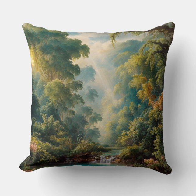 Cojín Decorativo Selva tropical en la selva (Anverso)