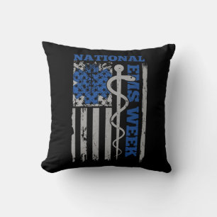 Cojín Decorativo Semana Nacional del EMS Bandera de Estados Unidos 
