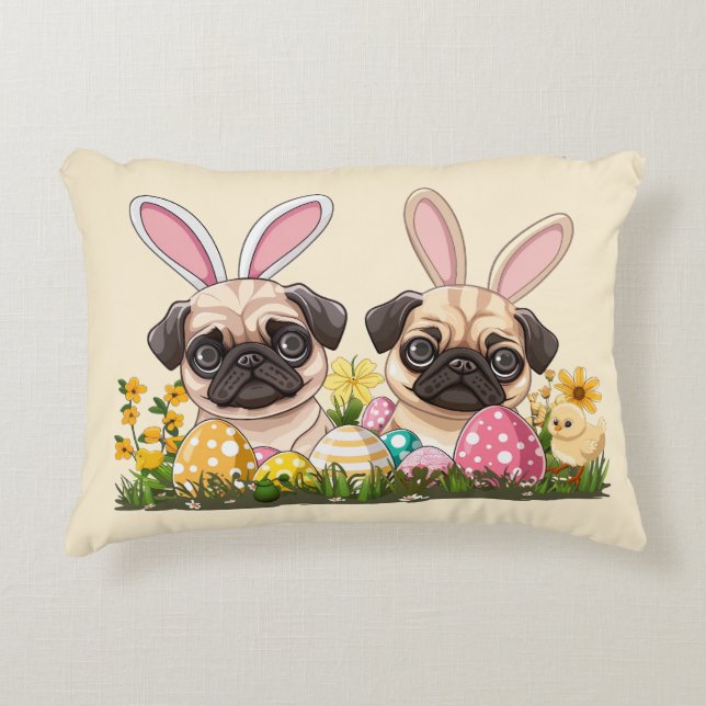 Cojín Decorativo Semana Santa Pug Perro Conejito Orejas (Anverso)