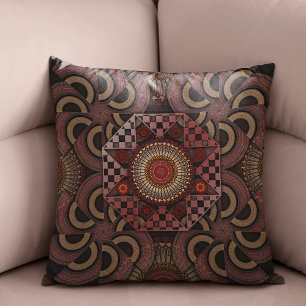 Cojín Decorativo Semicírculo étnico enmarcado por el sol persa mand