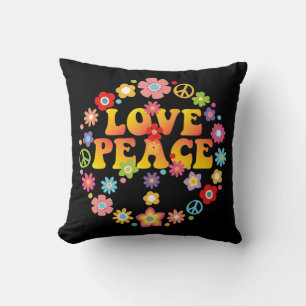 Cojín Decorativo SEÑAL DE PAZ AMO a los 60's 70s Tiro Morir disfraz
